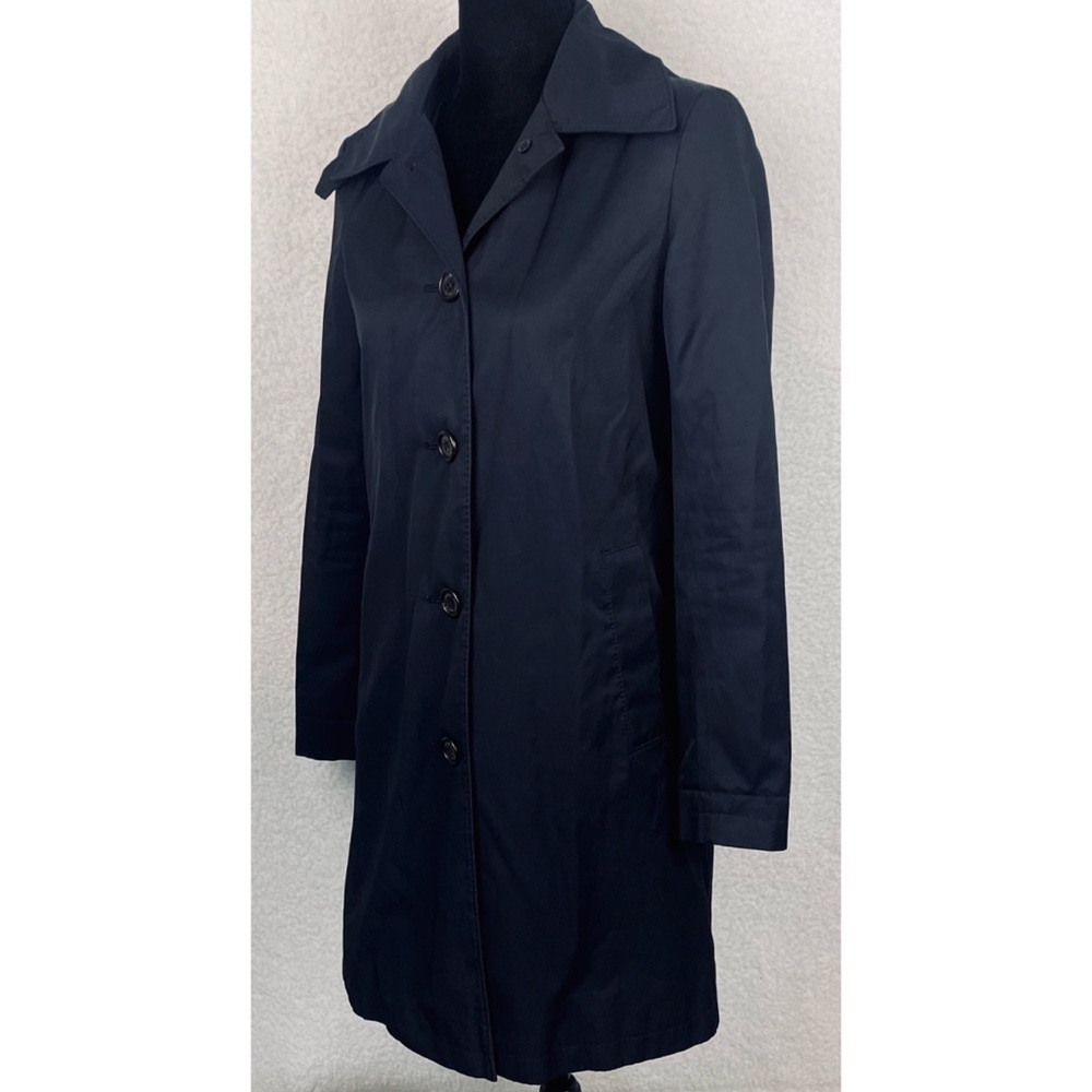 LAUREN RALPH LAUREN • Navy Blue Balmacaan Hooded Raincoat, XXS - Picture 9 of 16
